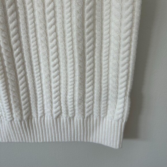 Banana Republic Cream  Cable Knit Midi Skirt With Ribbed Hemline - M - Picture 9 of 11